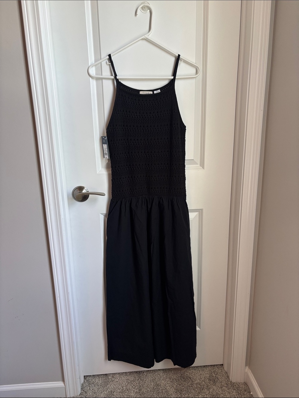 Universal Thread Black Sleeveless Crochet Bodice Maxi Dress